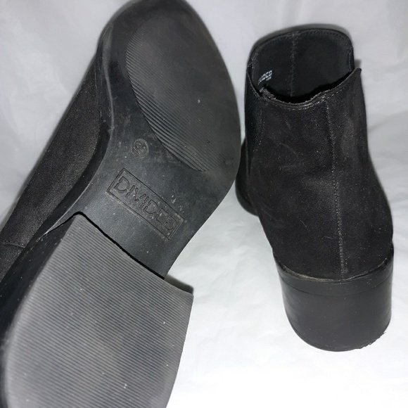 H&M Divided Black Suede Ankle Booties Sz 7 - Picture 5 of 7